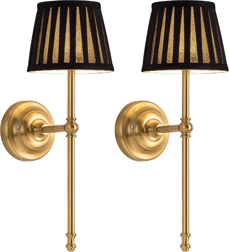 KDG Cordless Wall Sconces Set of 2, Small Wireless 5200mAh Rechargeable Battery Fabric LED Wall Lamps, Portables Lightings for Wall Painting, Living Room, Bedroom, Hallway, Gifts, Night Light (Black) - Image 1